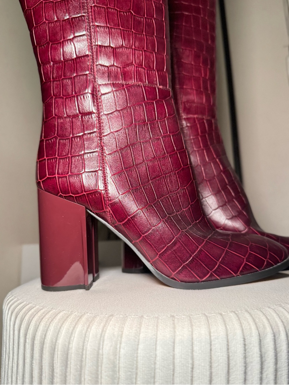 New Coach Brigitte Boot Croc-Embossed
Over-the-Knee Boots in Burgundy size 8 - Picture 14 of 16